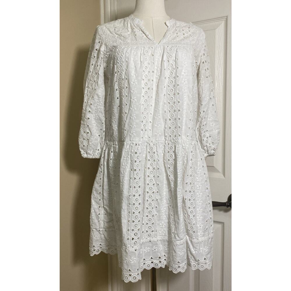 Shoshanna White Eyelet Dress Sz 0 100% Cotton Lined